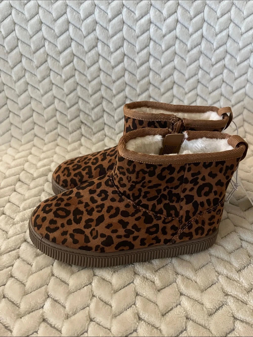 Cat & Jack Kids Leopard Print Brown Ankle Boots
